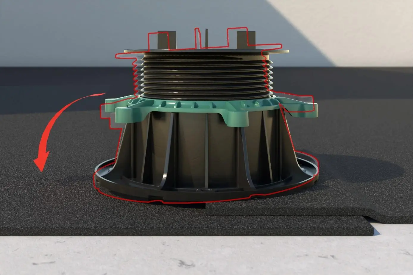 Chwiejący się wspornik na łączeniu papy